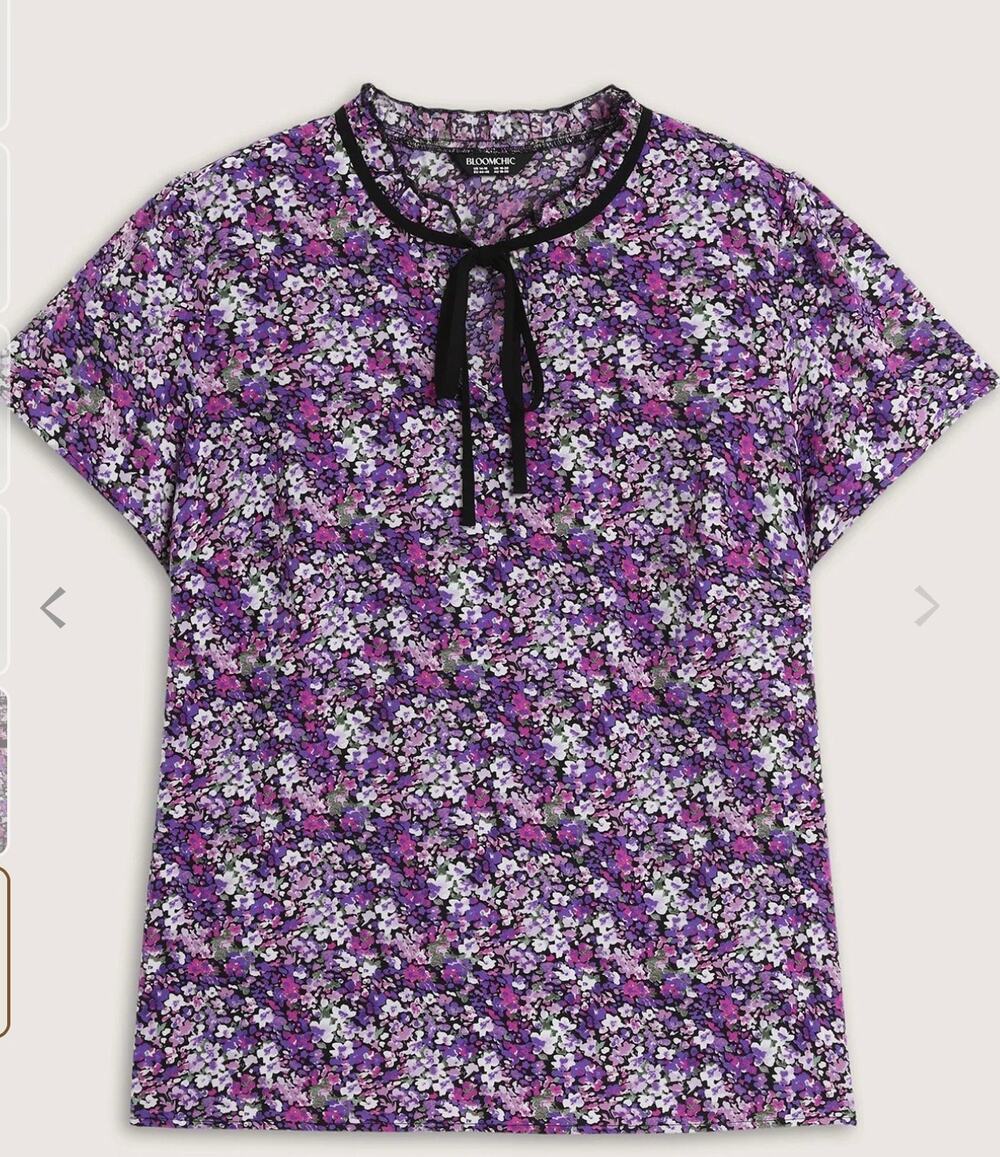 Bloomchic Floral Print Ruffled Mock Neck Blouse 18/20 NWT